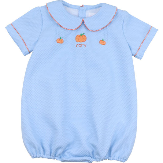 Blue Embroidered Pumpkin Bubble