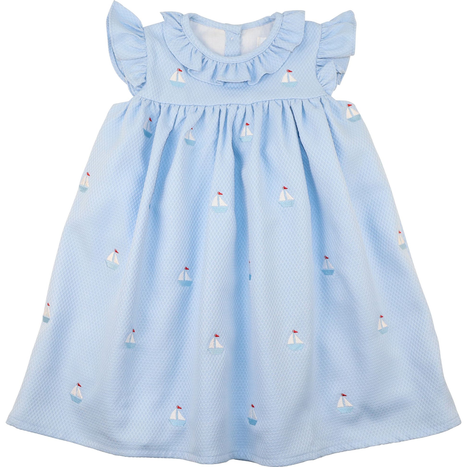 Blue Embroidered Sailboat Dress