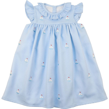 Blue Embroidered Sailboat Dress