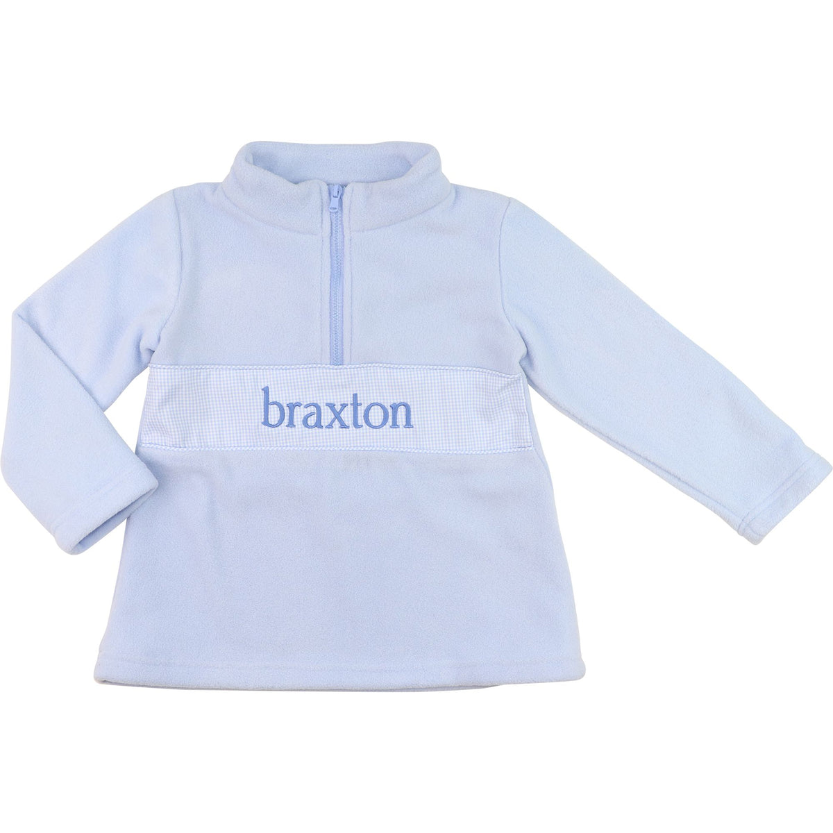 Cecil & Lou boys' Blue Fleece Pullover with gingham accent panel