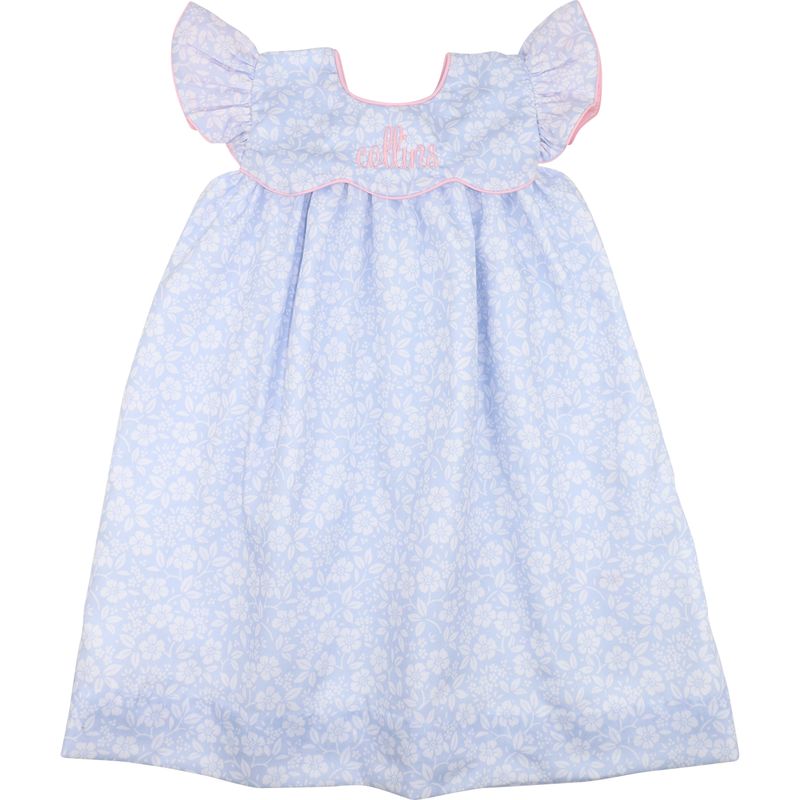 Blue Floral Bow Dress