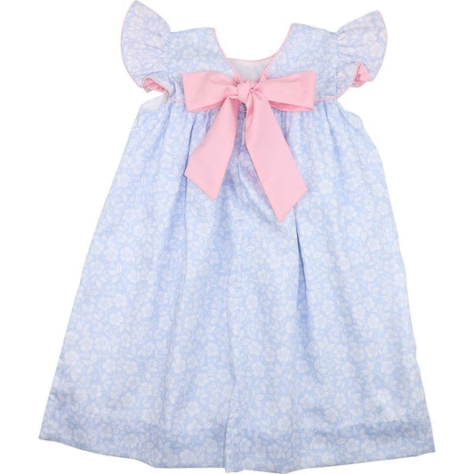 Blue Floral Bow Dress