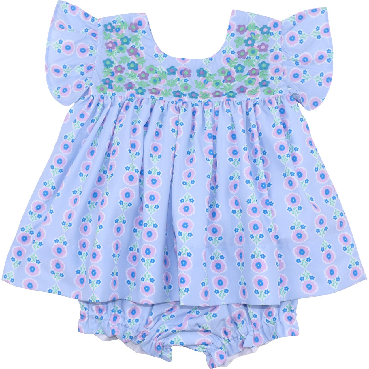 Blue Floral Fiesta Diaper Set