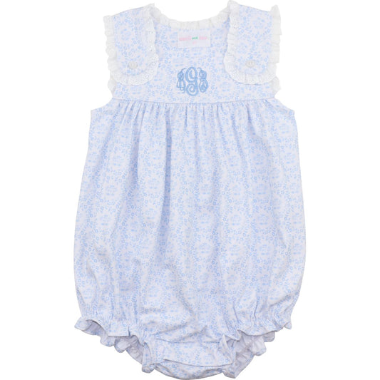 Blue Floral Knit Eyelet Bubble