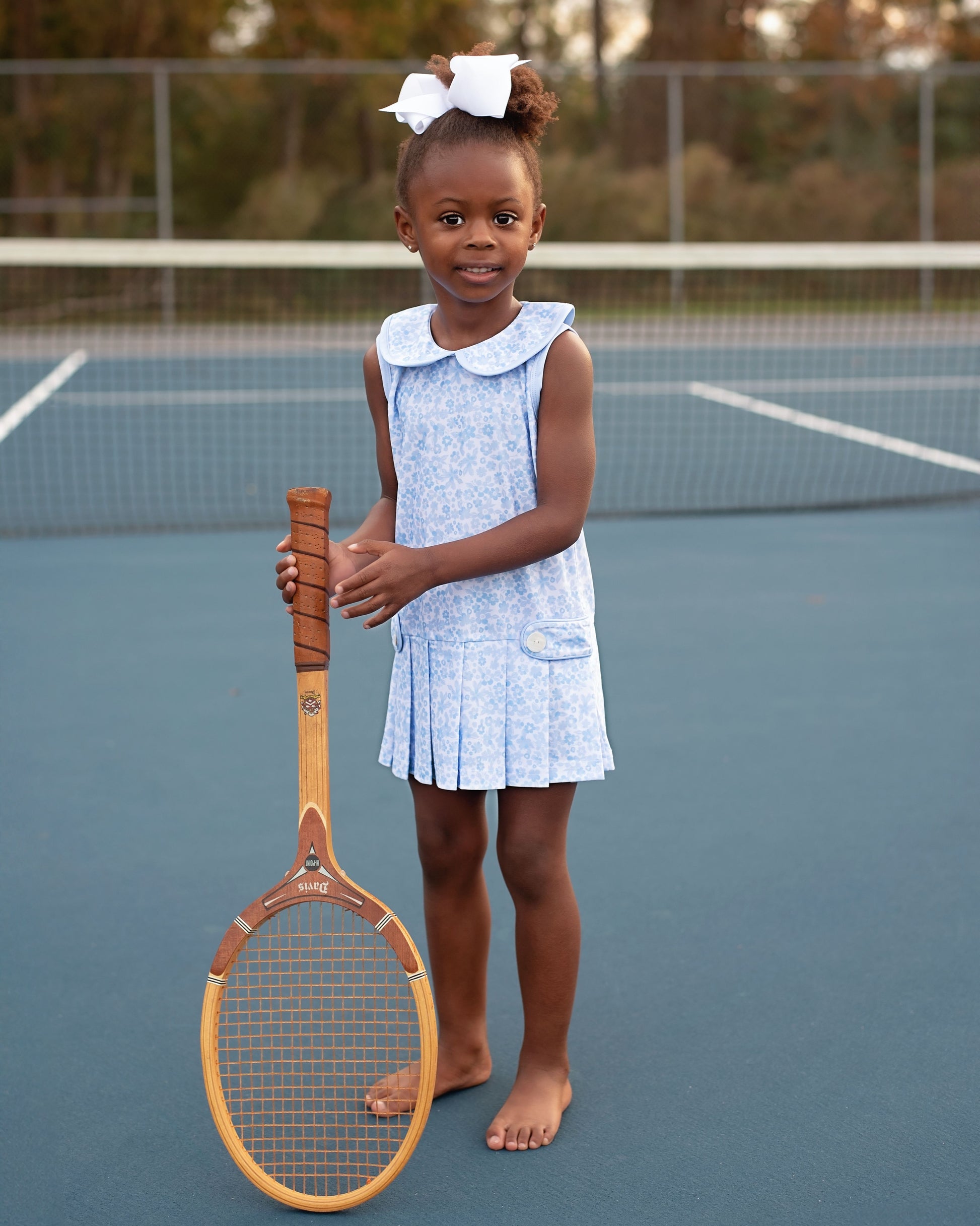 Blue Floral Lycra Tennis Dress Size 4T Blue Floral Lycra Tennis Dress Size 4T