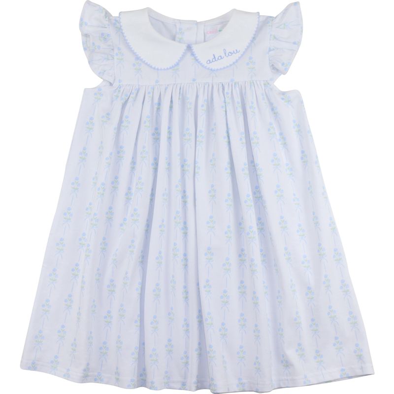 Blue Floral Print Knit Dress Size 7