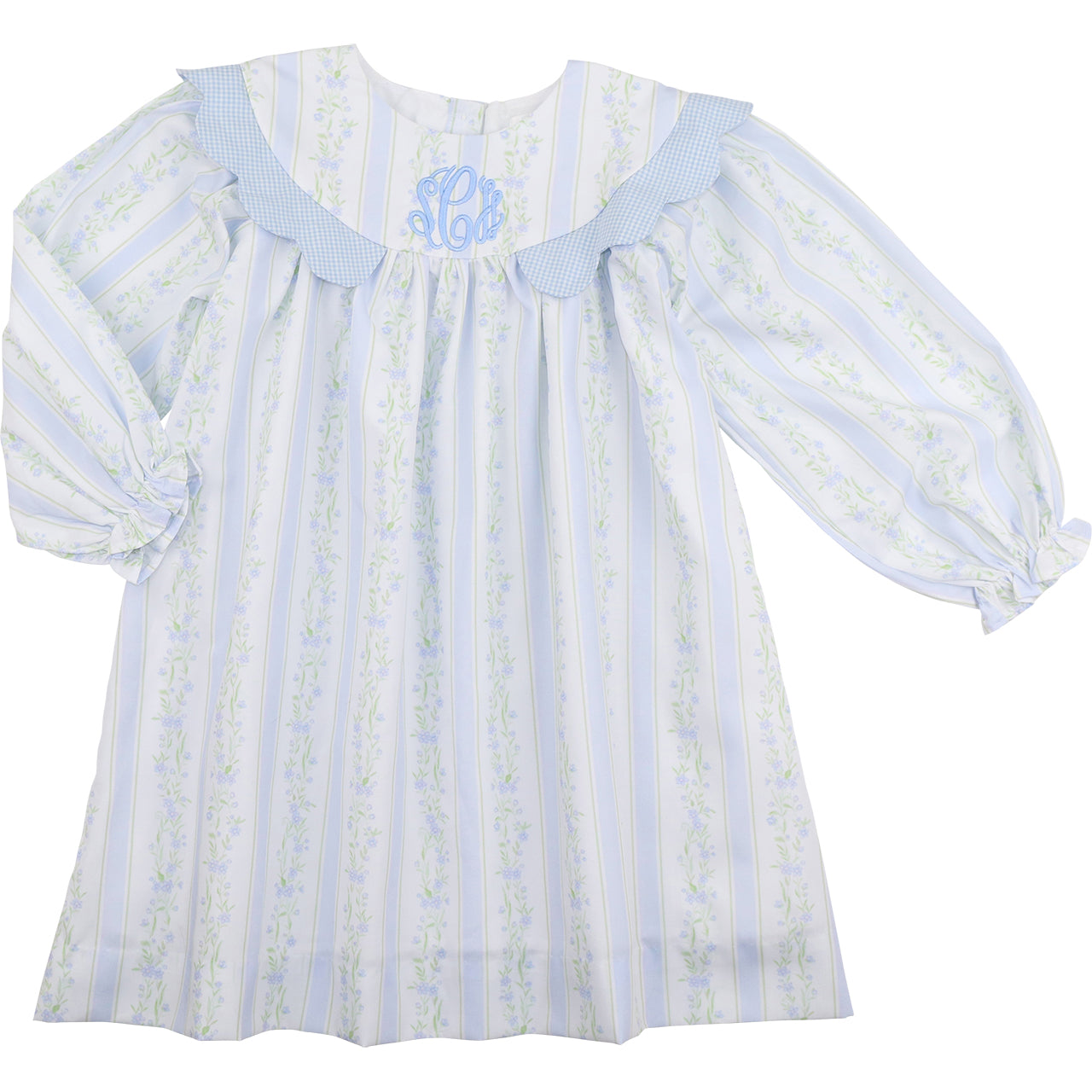 Blue Floral Ruffle Dress