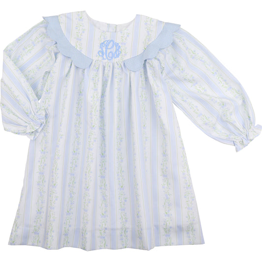 Blue Floral Ruffle Dress