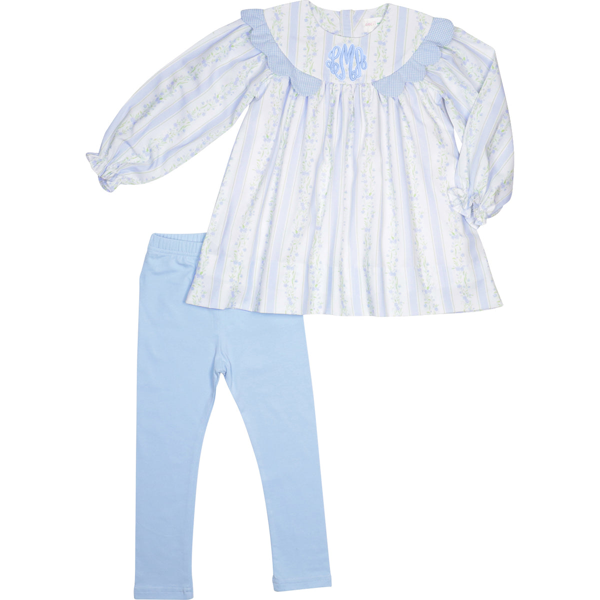 Blue Floral Ruffle Legging Set1