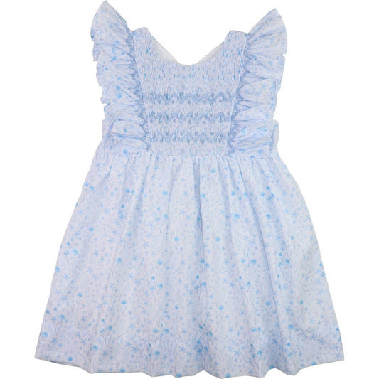 Blue Floral Smocked Dress