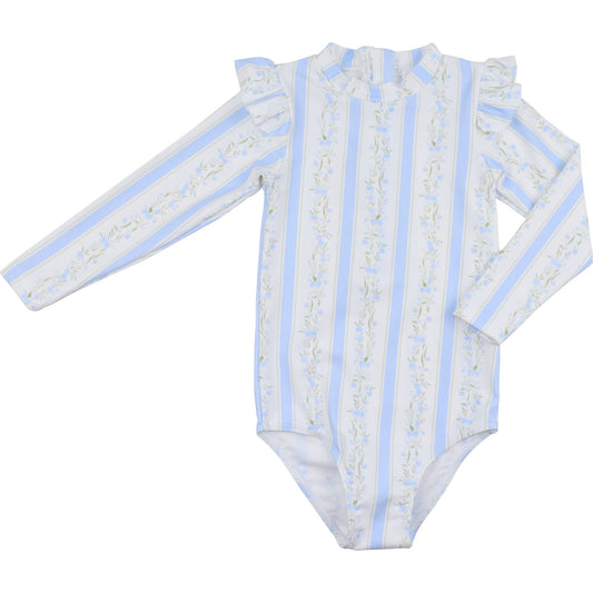 Blue Floral Vines Swimsuit