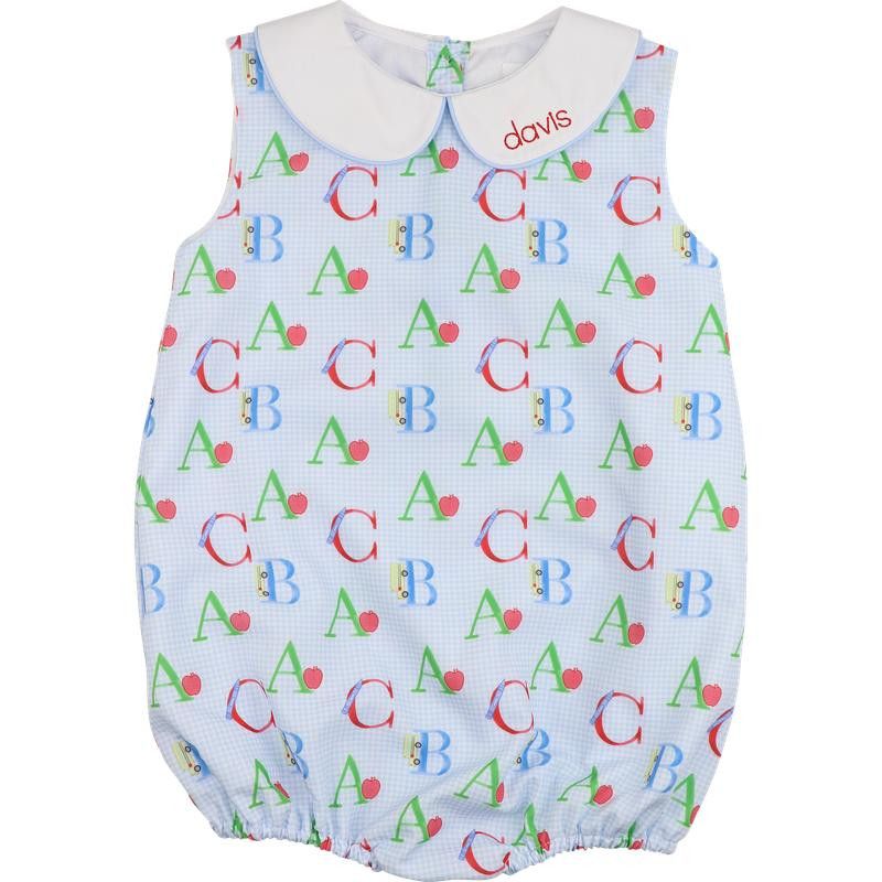 Blue Gingham Alphabet Bubble