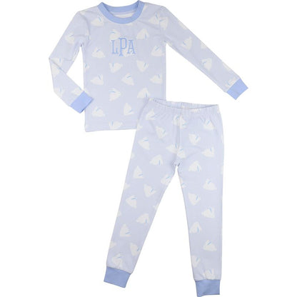 Blue Gingham Bunny Print Knit Pajamas