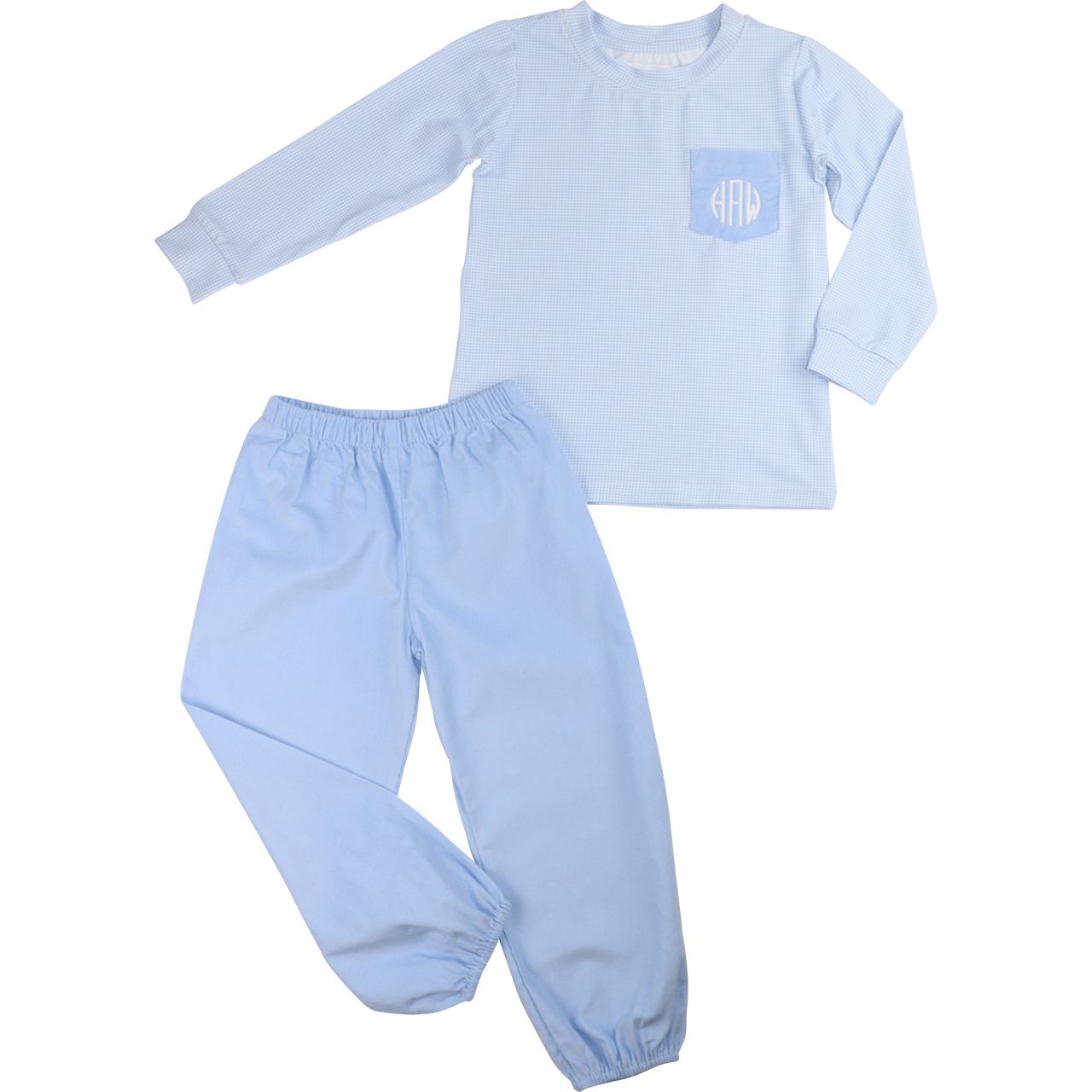 Blue Gingham Corduroy Ankle Pant Set