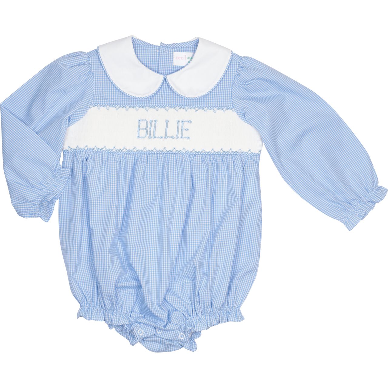 Blue Gingham Custom Smocked Bubble
