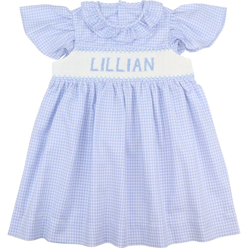 Blue Gingham Custom Smocked Dress