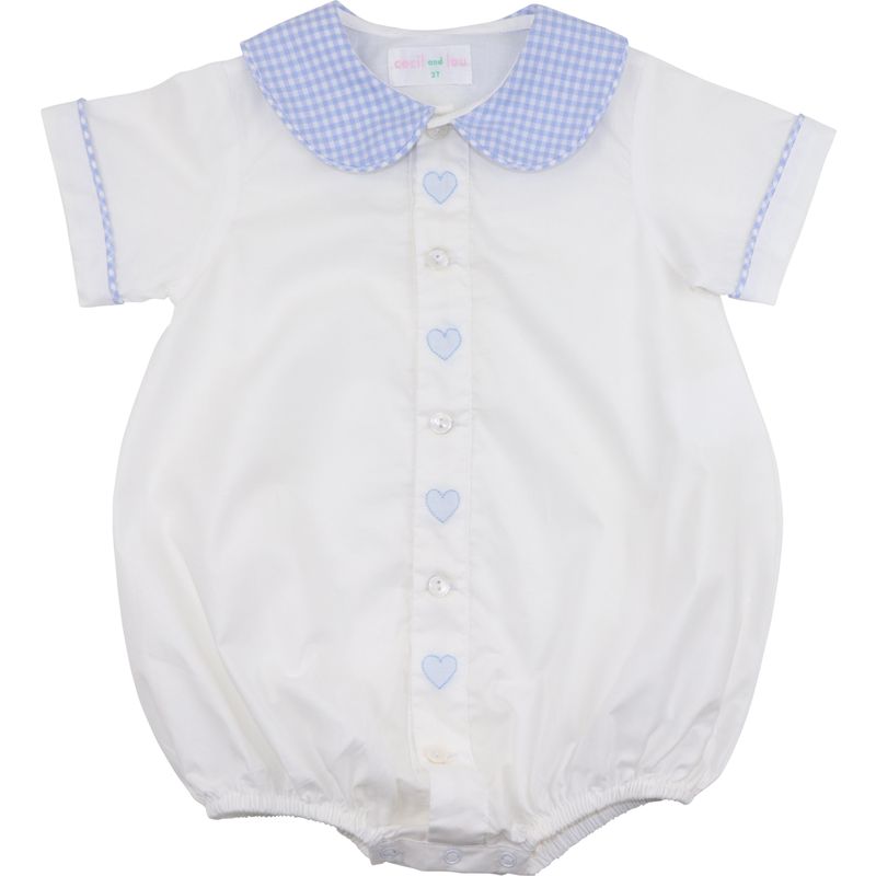 Blue Gingham Hearts Bubble