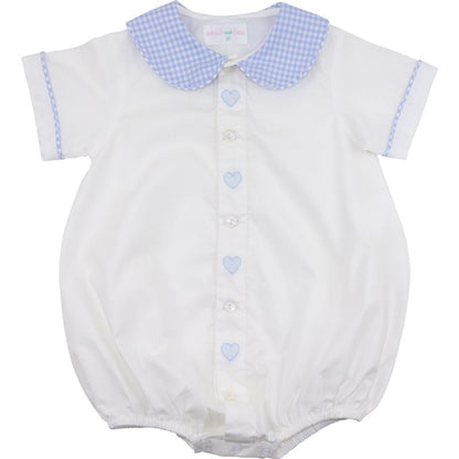 Blue Gingham Hearts Bubble