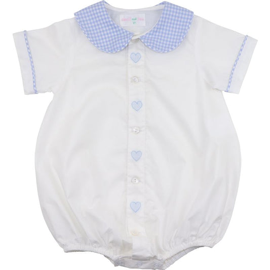 Blue Gingham Hearts Bubble