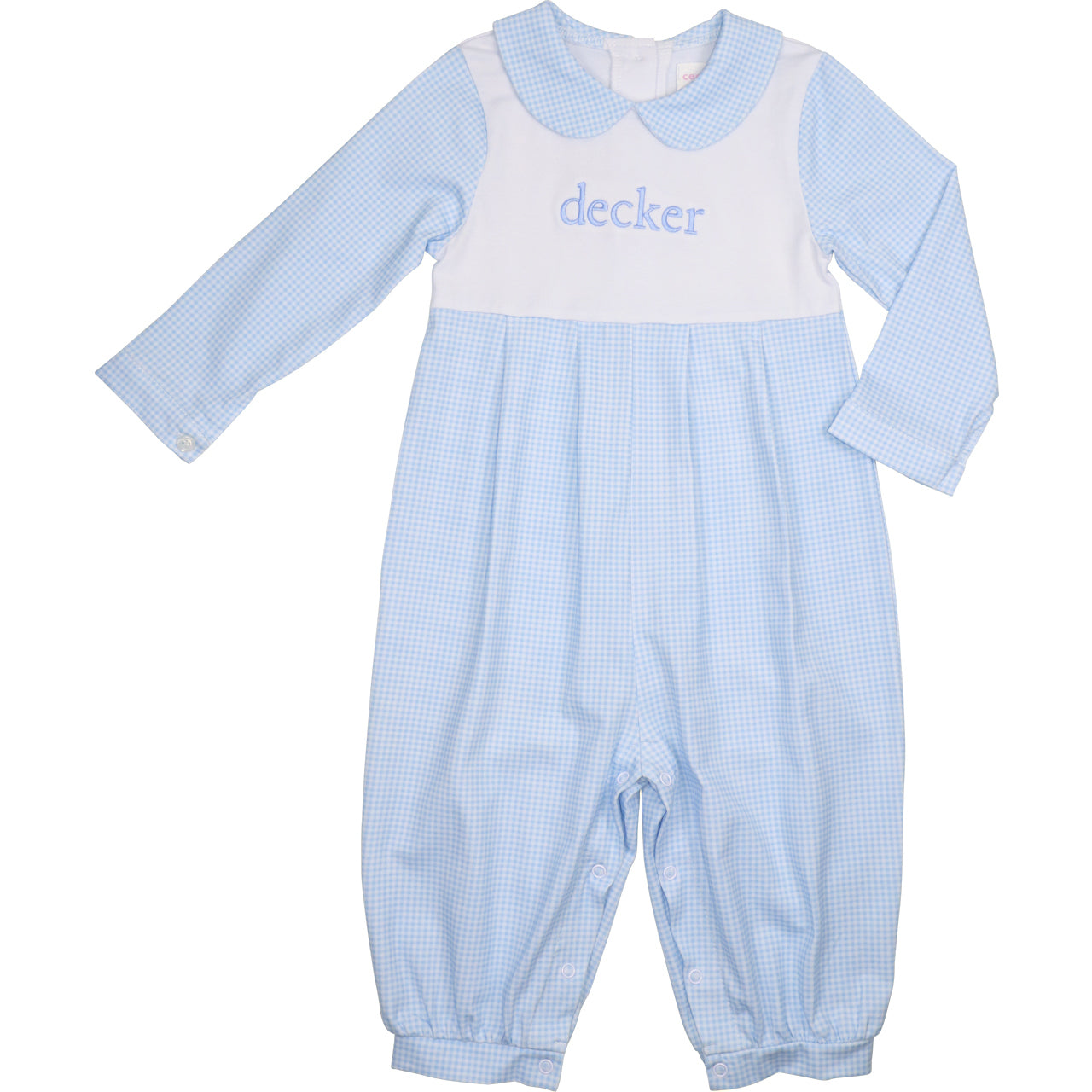 Blue Gingham Knit Long Romper3
