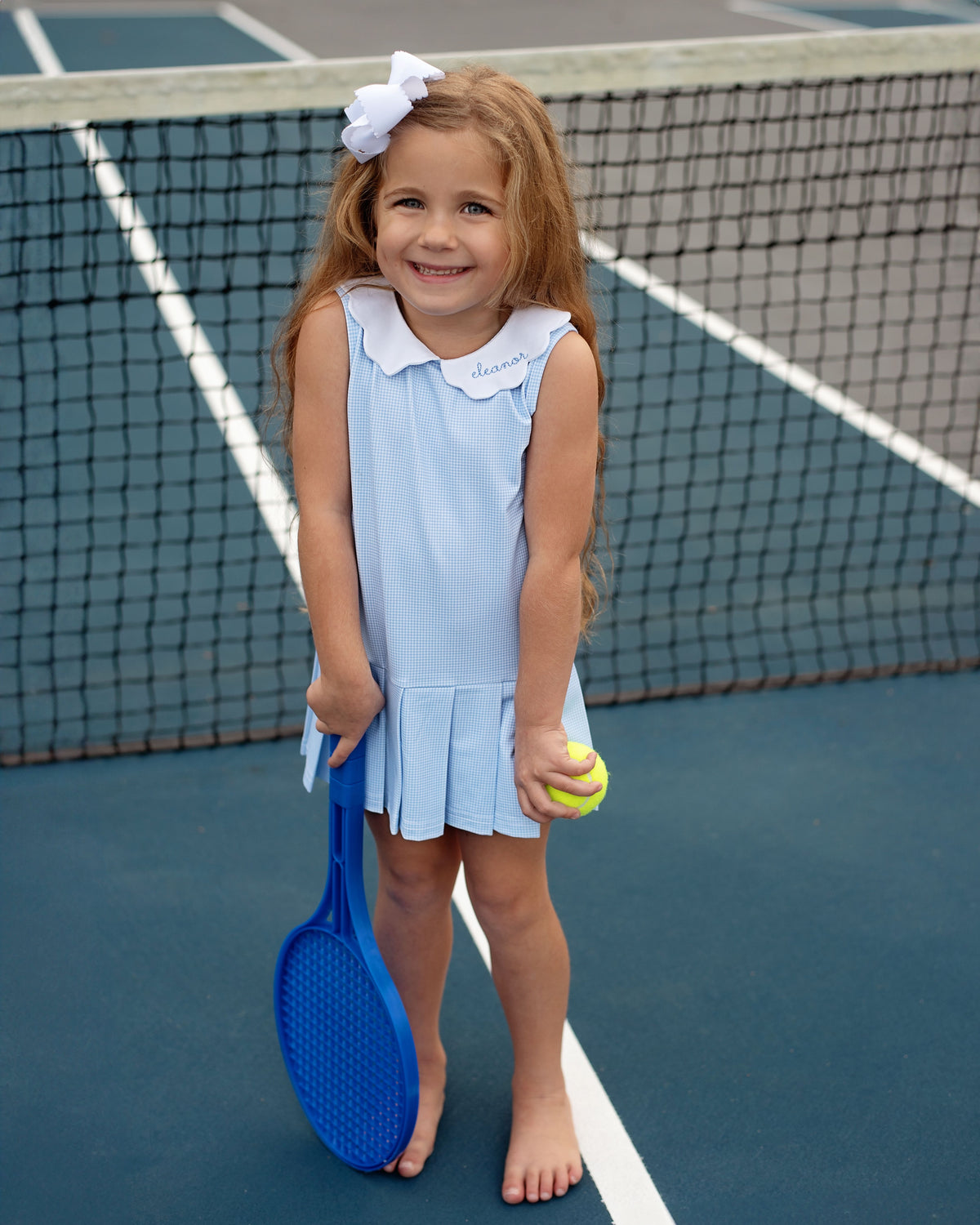 baby blue tennis dress Gingham Scalloped Collar Knit Birthday Hot User-friendly Dresses Princess seam bodice shaping Primary Fabric_100% Cotton Corduroy Pay With:850 Qs (Silkroll Fee: $21.25)