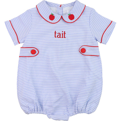 Blue Gingham Seersucker Apple Bubble