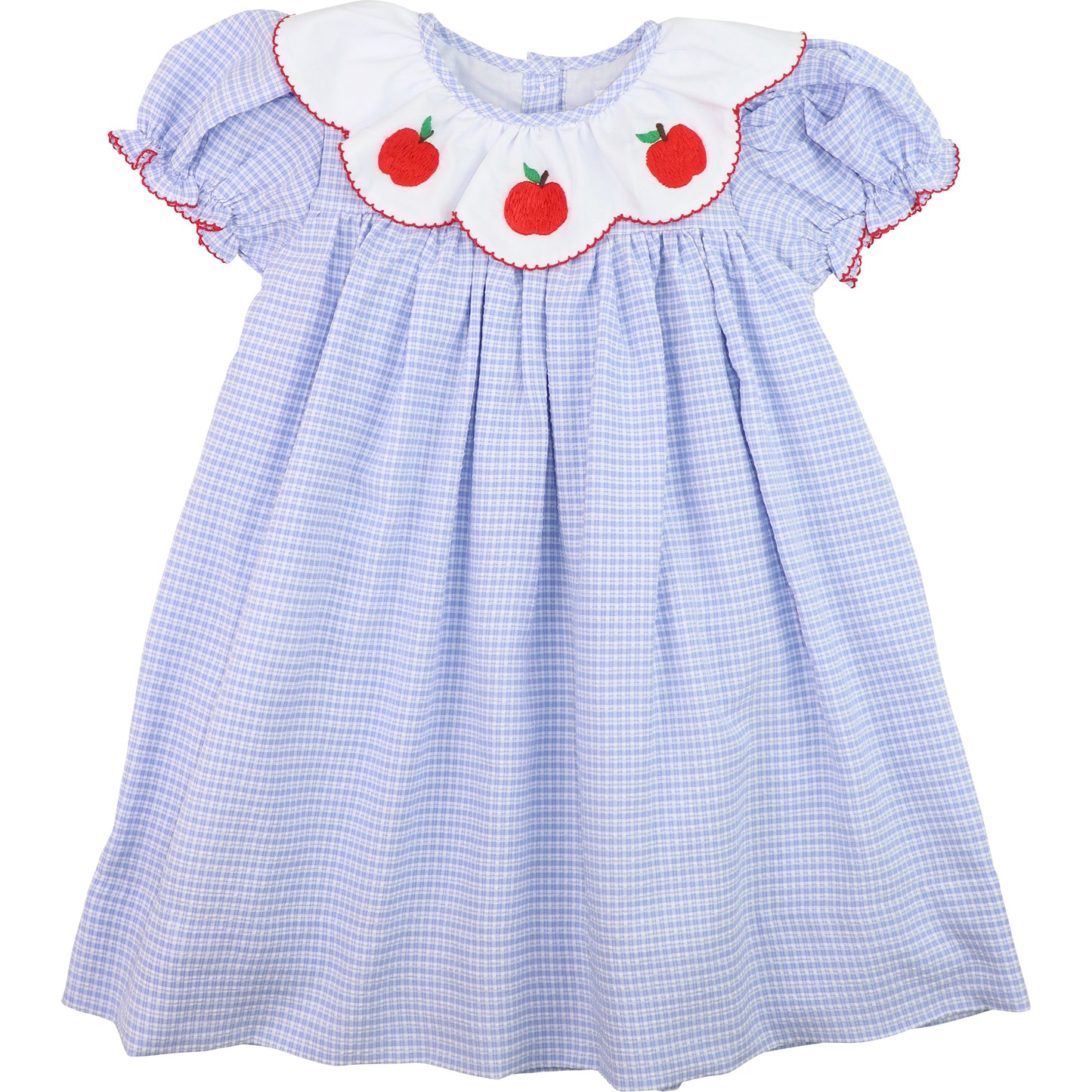 Blue Gingham Seersucker Apple Dress