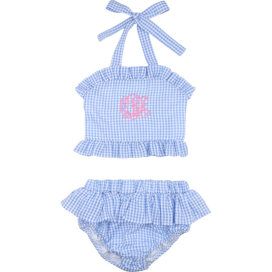 Blue Gingham Seersucker Bikini