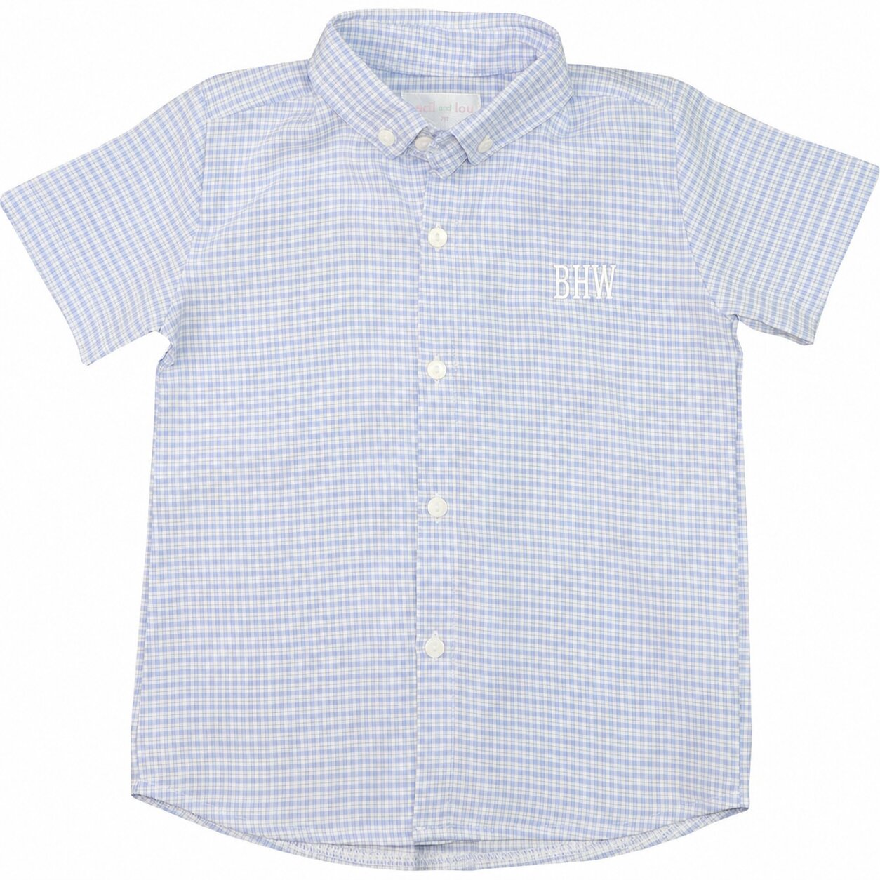 Blue Gingham Seersucker Button Down Shirt1
