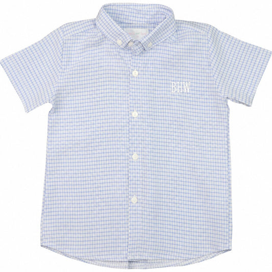 Blue Gingham Seersucker Button Down Shirt1
