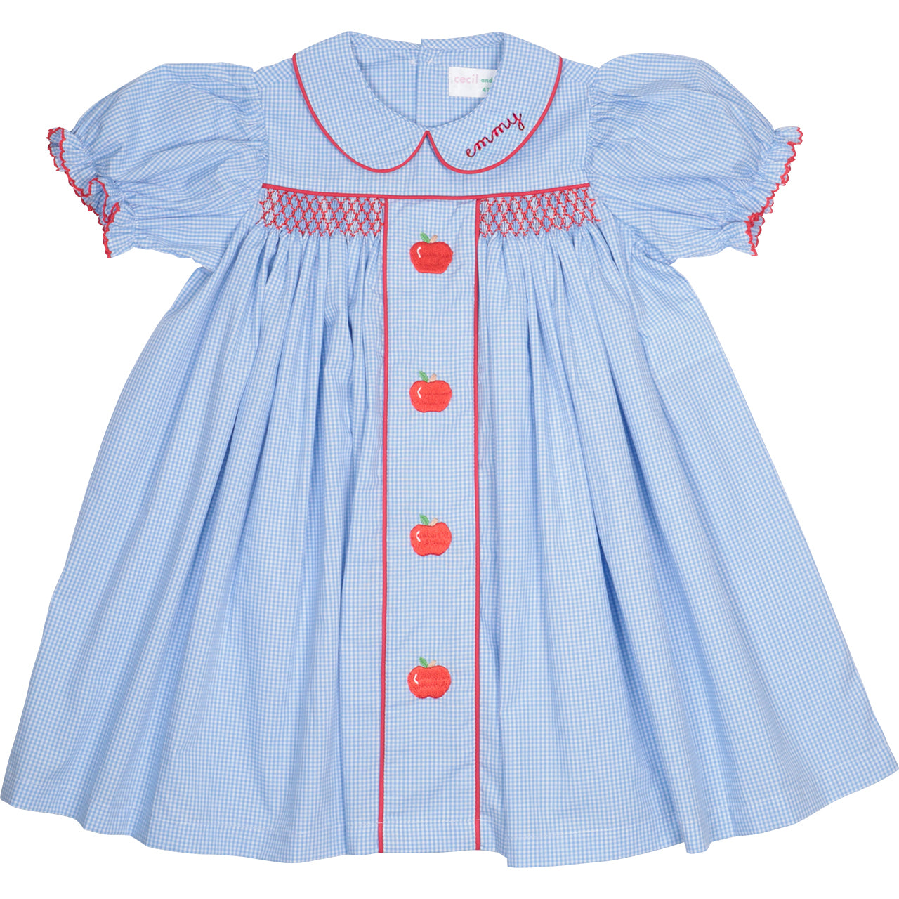 Blue Gingham Smocked Apple Dress