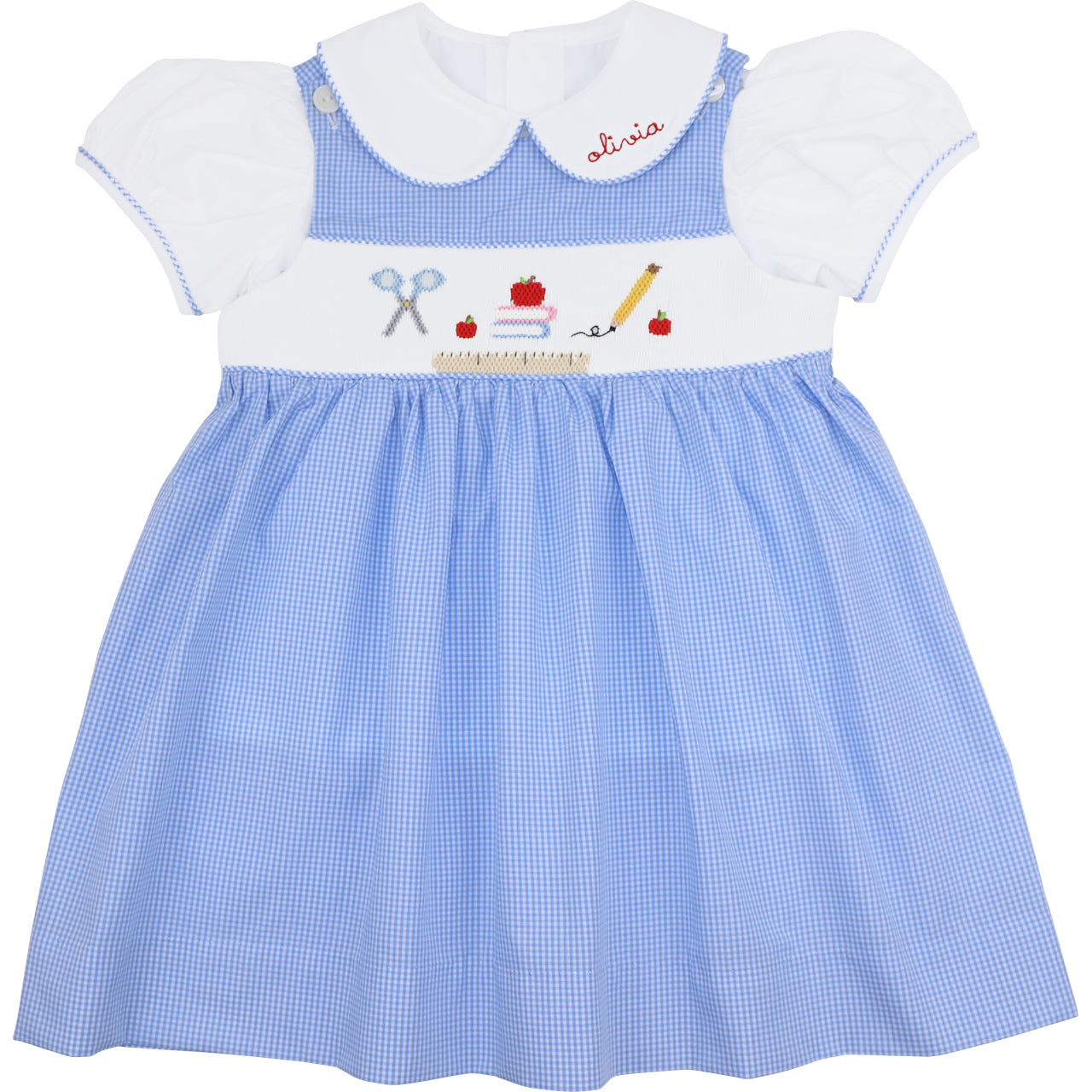 smocked back dress Blue Gingham Smocked Back To School Dress Size 5