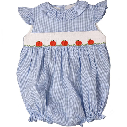 Blue Gingham Smocked Pumpkins Bubble