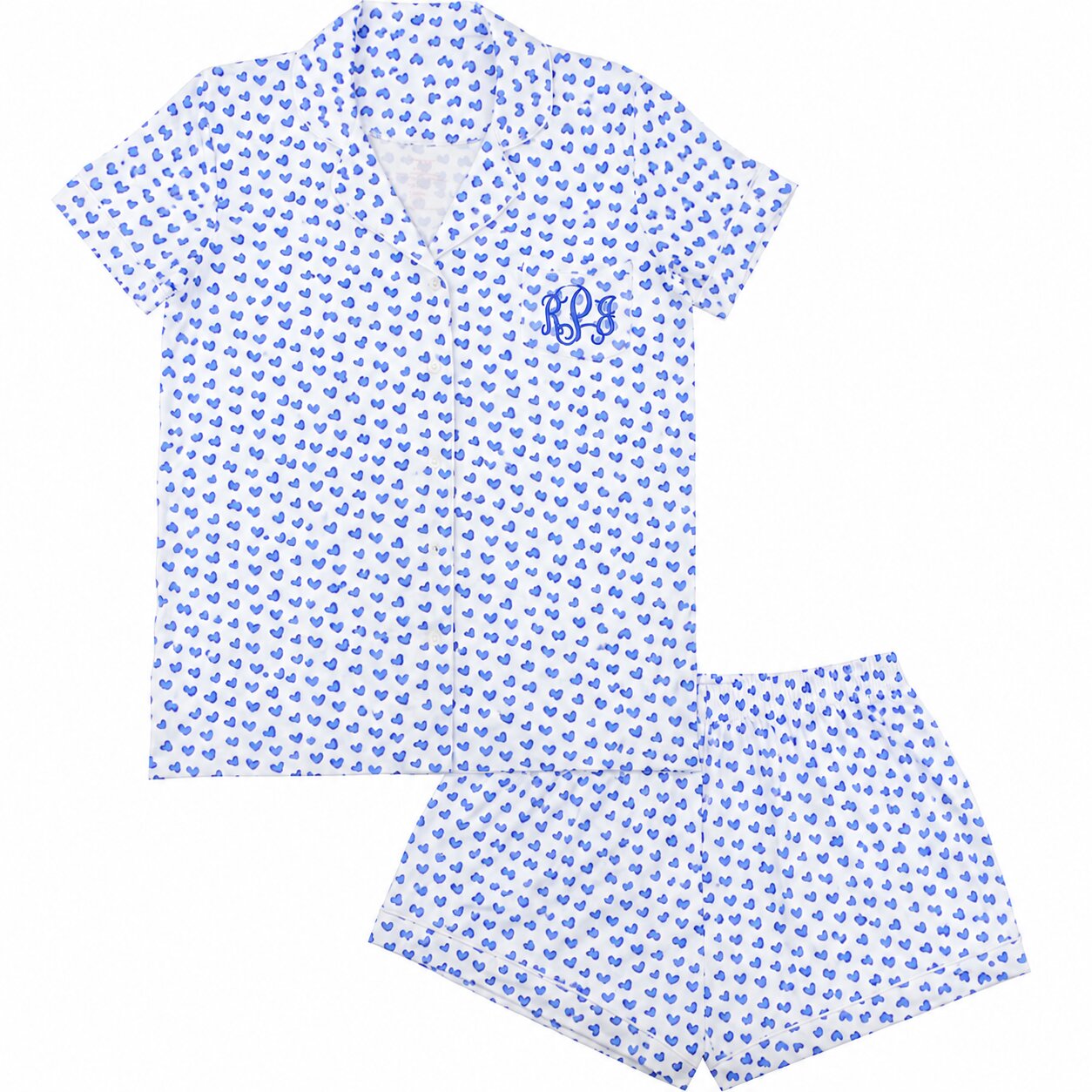 Blue Heart Knit Pajamas