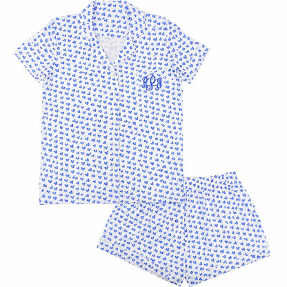 Blue Heart Knit Pajamas