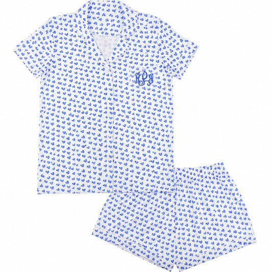 Blue Heart Knit Pajamas