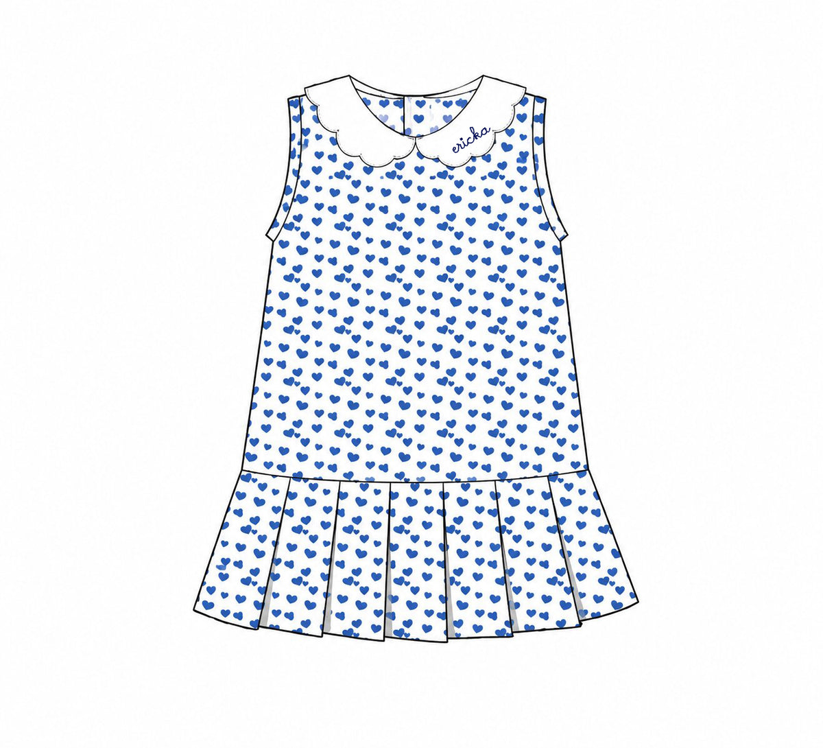 Blue Heart Print Knit Tennis Dress2