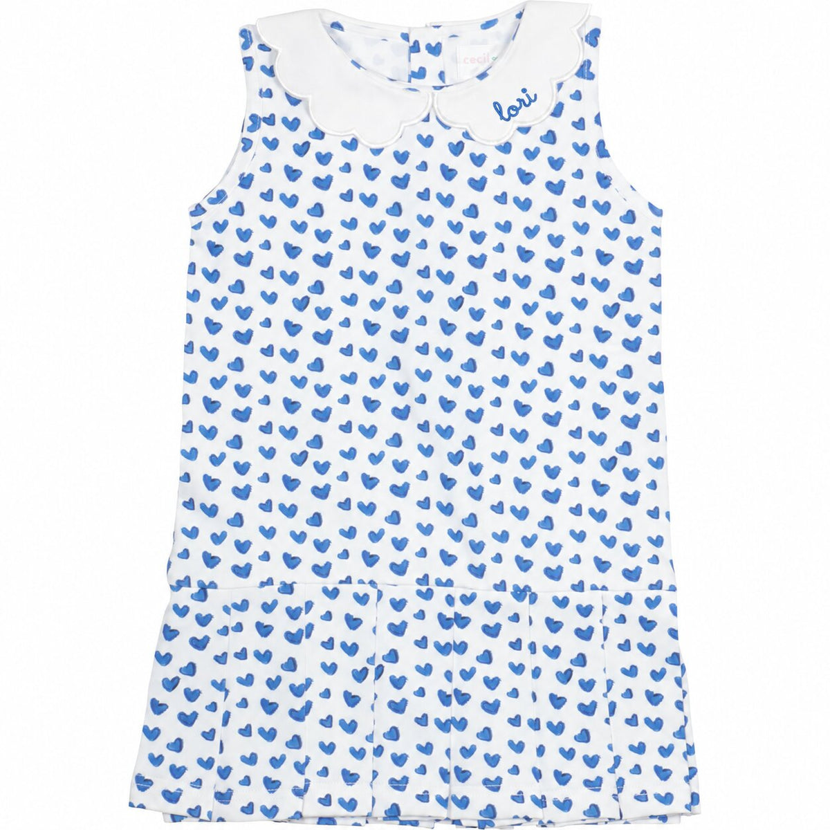 Blue Heart Print Knit Tennis Dress with blue monogram