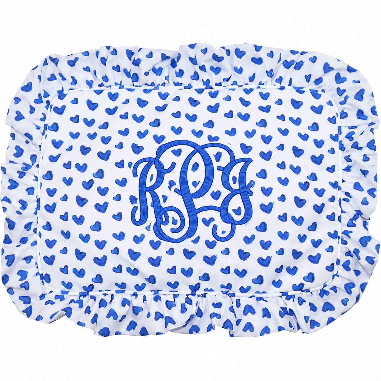 Blue Heart Ruffle Zipper Pouch
