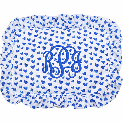 Blue Heart Ruffle Zipper Pouch