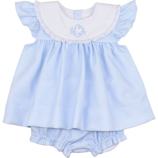 Blue Honeycomb Eyelet Diaper Set