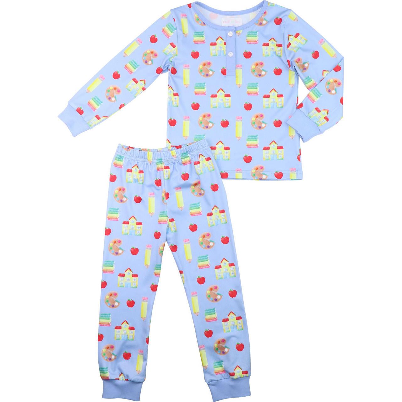 Blue Knit Back To School Pajamas