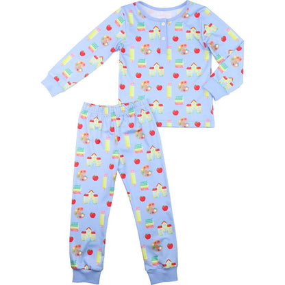 Blue Knit Back To School Pajamas