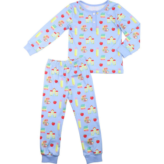 Blue Knit Back To School Pajamas