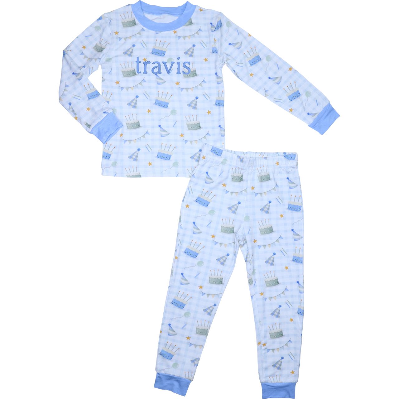 Blue Knit Birthday Pajamas