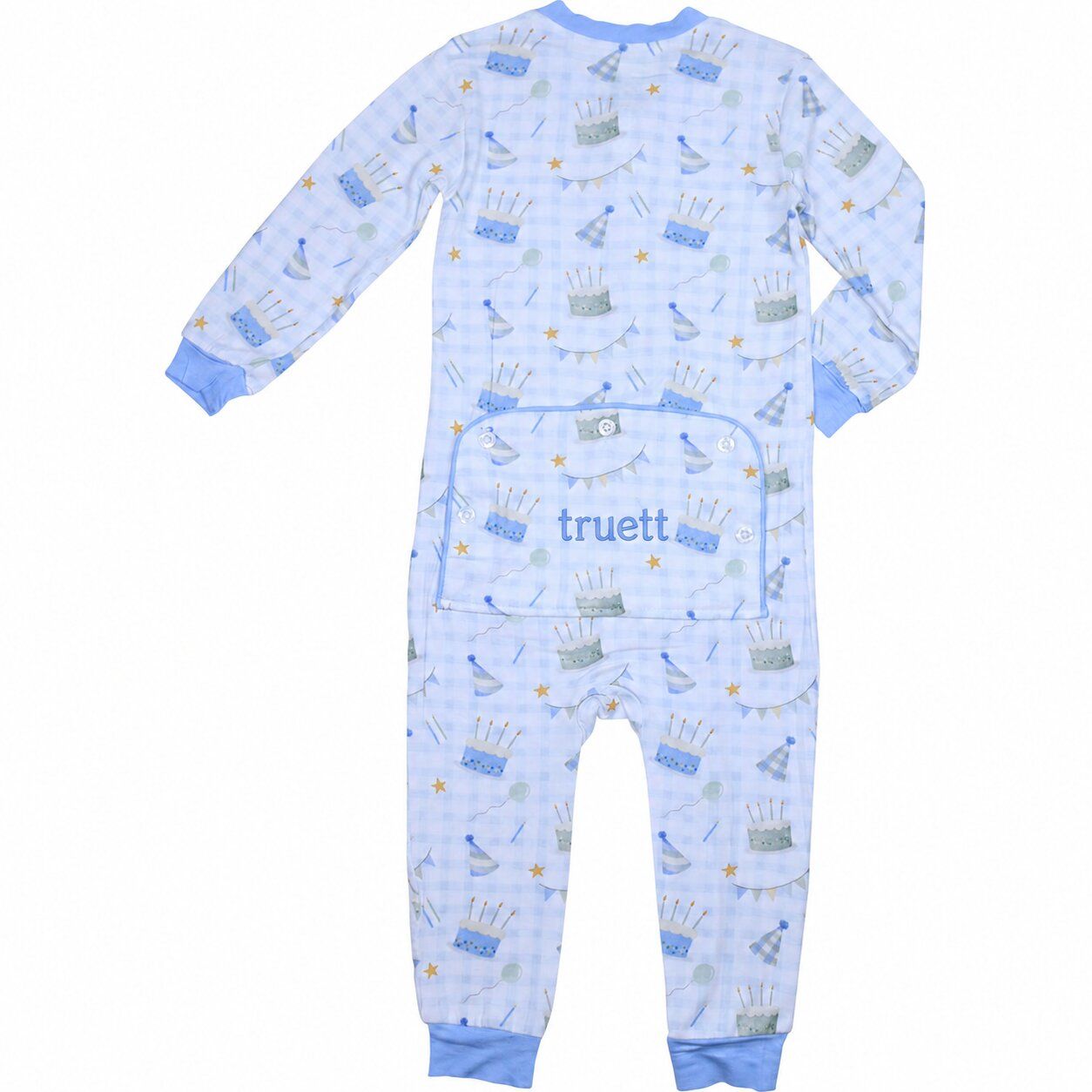 Blue Knit Birthday Zipper Pajamas