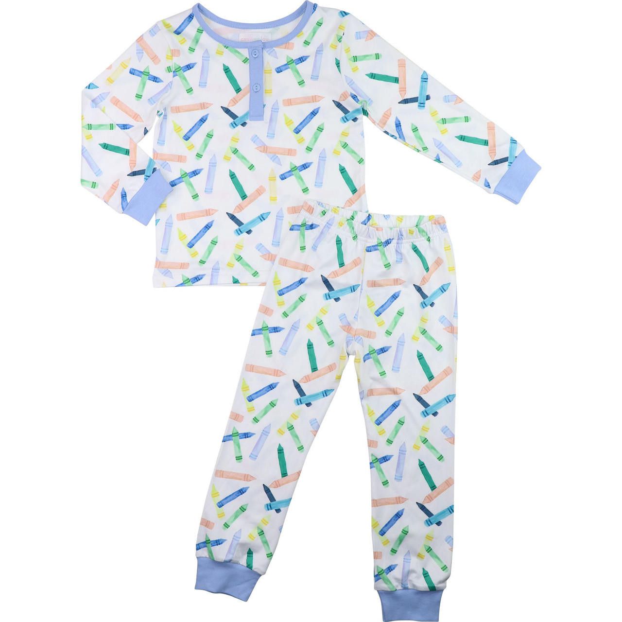 Blue Knit Crayon Pajamas