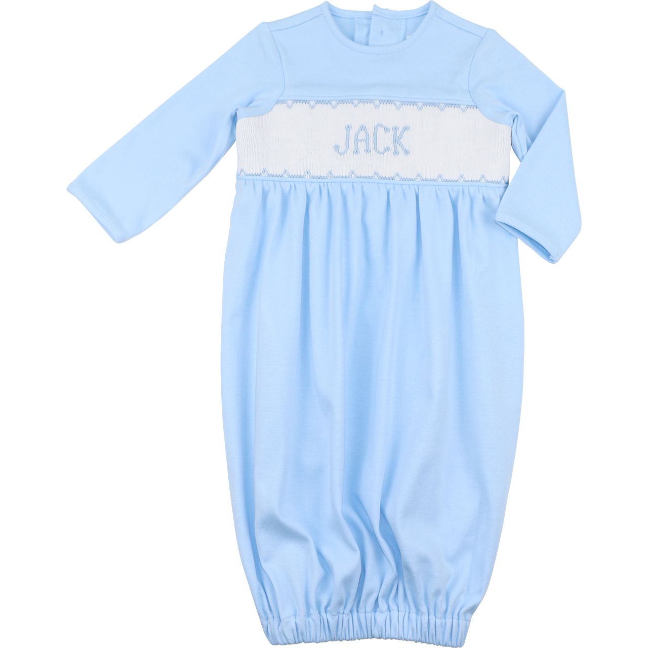 Blue Knit Custom Smocked Baby Gown