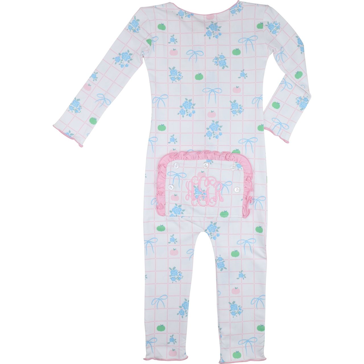 Blue knit floral pumpkin zipper pajamas