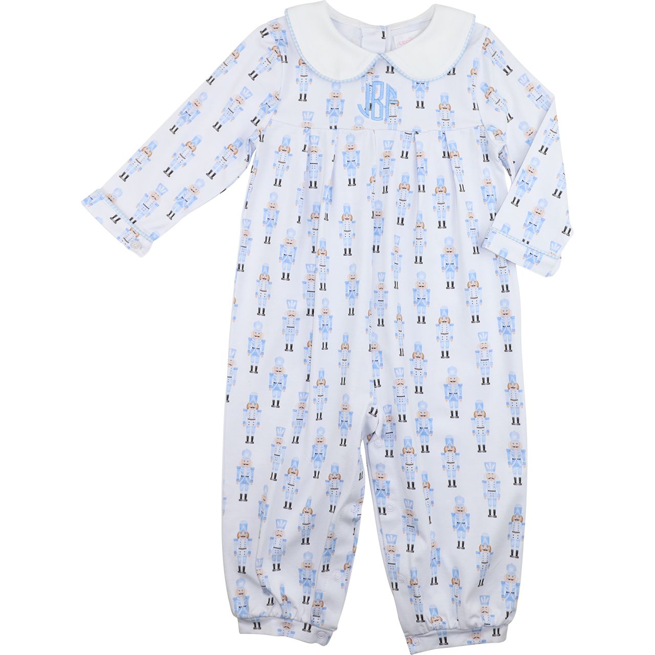 Baby onesie with teddy bear pattern on a white background